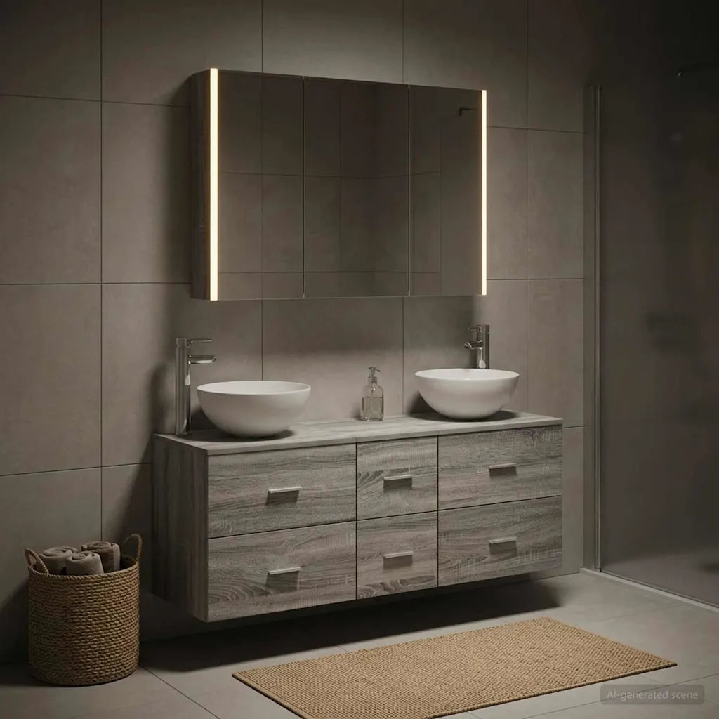 Set di mobili per il bagno 4 pcs Sonoma grigio 3406748