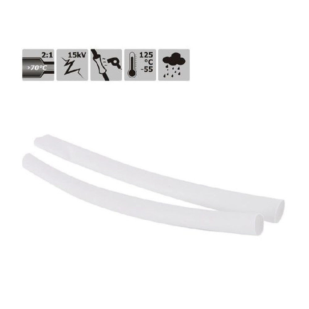 Trade Shop - Set 10pz Guaine Termorestringenti Termoretrattili Bianche 5x120mm Per Cavi 57068 -
