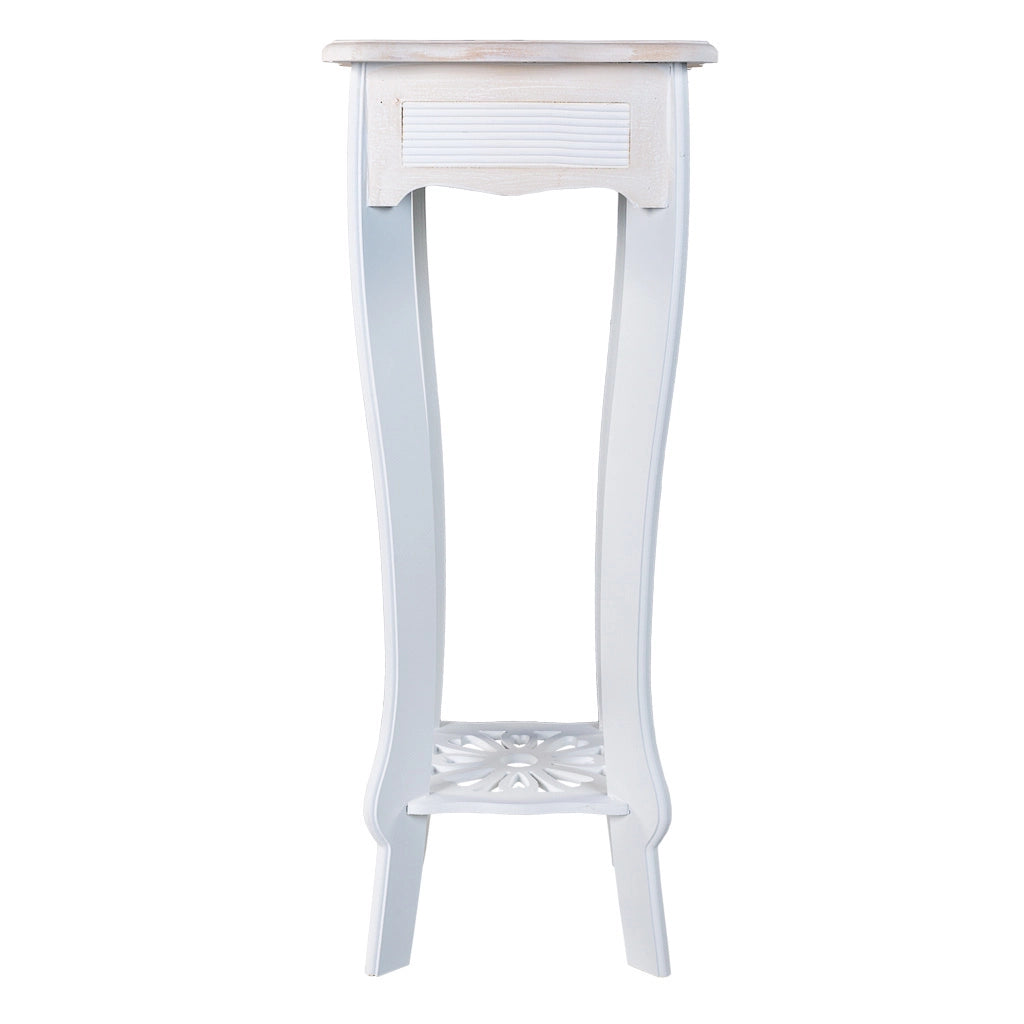 Supporto per vaso in legno bianco 30x30x76