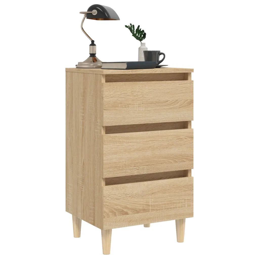 Comodino con Gambe in Legno Massello Rovere Sonoma 40x35x69cm cod mxl 44230