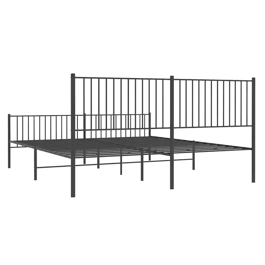 Giroletto con Testiera e Pediera-Struttura Letto Metallo Nero 193x203 cm 951015