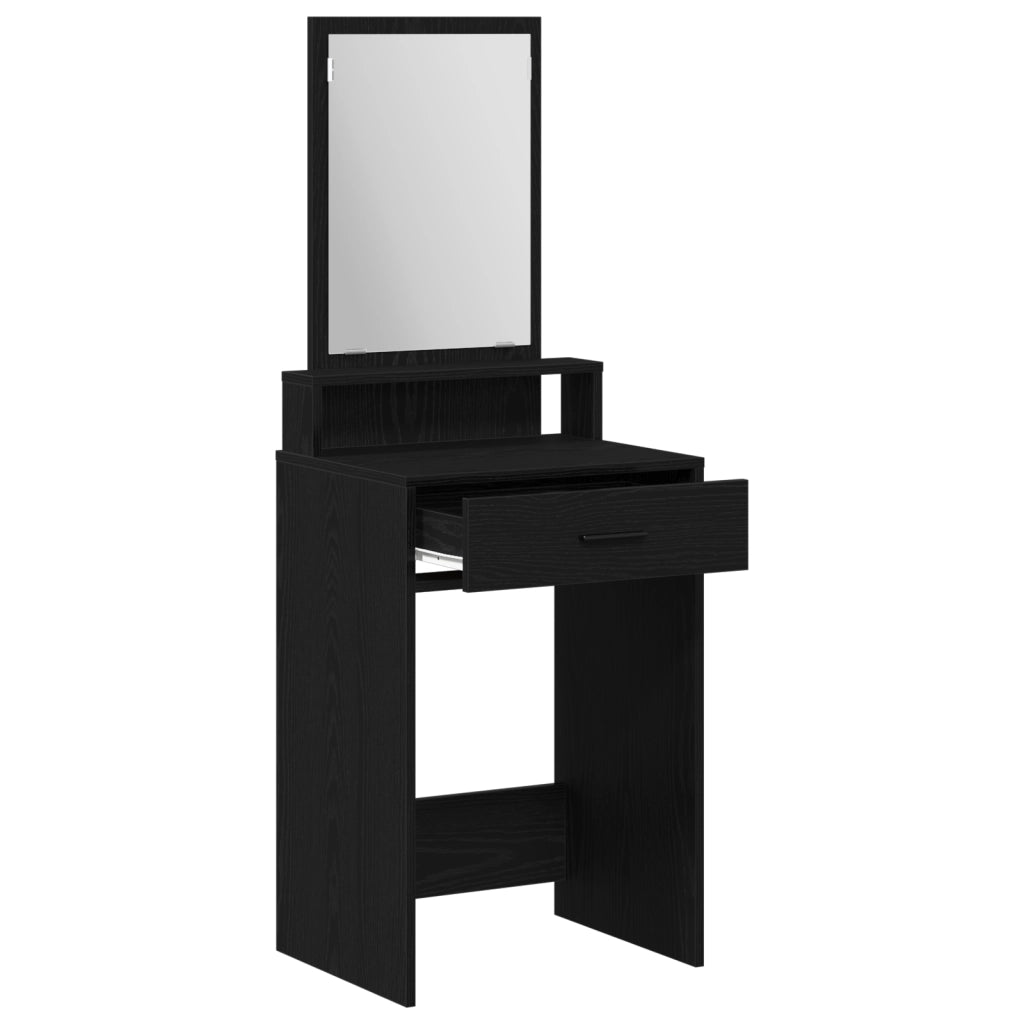 Tavolo da trucco  con cassetti, Nero Rovere, 50x41x140 cm