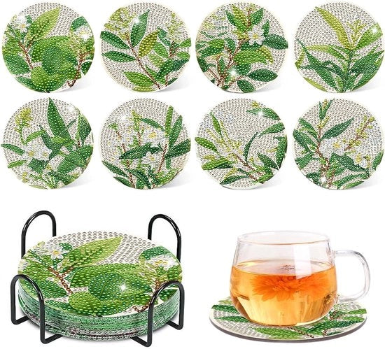 Onderzetters per diamante, 8 pezzi impianti per diamante per DIY con supporto, impianti decorativi in legno per diamante pittura per adulti, bambini, principianti
