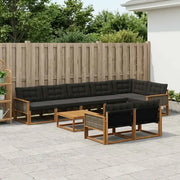 Set di divani da esterno con cuscino 9 pcs Naturale e Nero 3381516