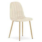 Sedia Padva in Velluto Beige e Gambe Effetto Rovere