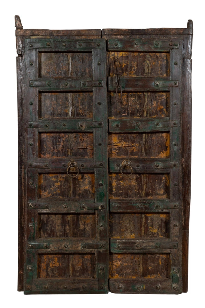 Biscottini Porta portone in legno massello e ferro da interno o da esterno vecchia e antica medievale