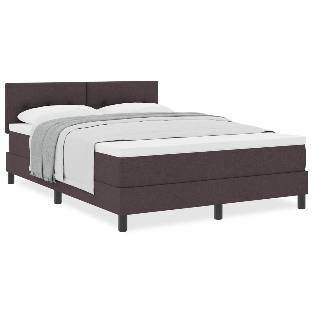 Letto con Box Spring e Materasso Marrone Scuro 140x190 cm Tessuto