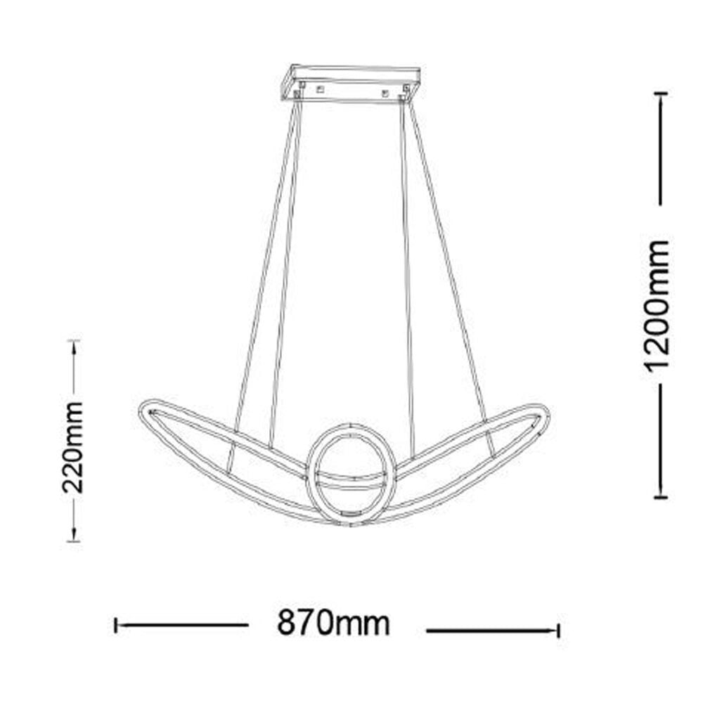 Trade Shop - Lampadario Led Moderno Forma Fiocco 38 Watt Tecnologia Cct 3 Temperature Di Luce A07-3c - Argento