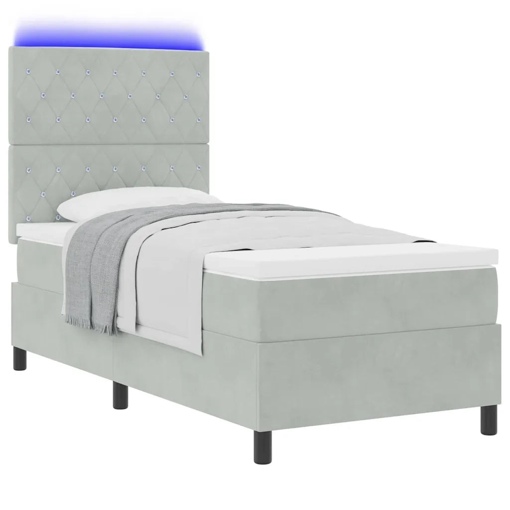 Letto a Sorgente LED Grigio chiaro 90 x 190 cm Tessuto 3343214