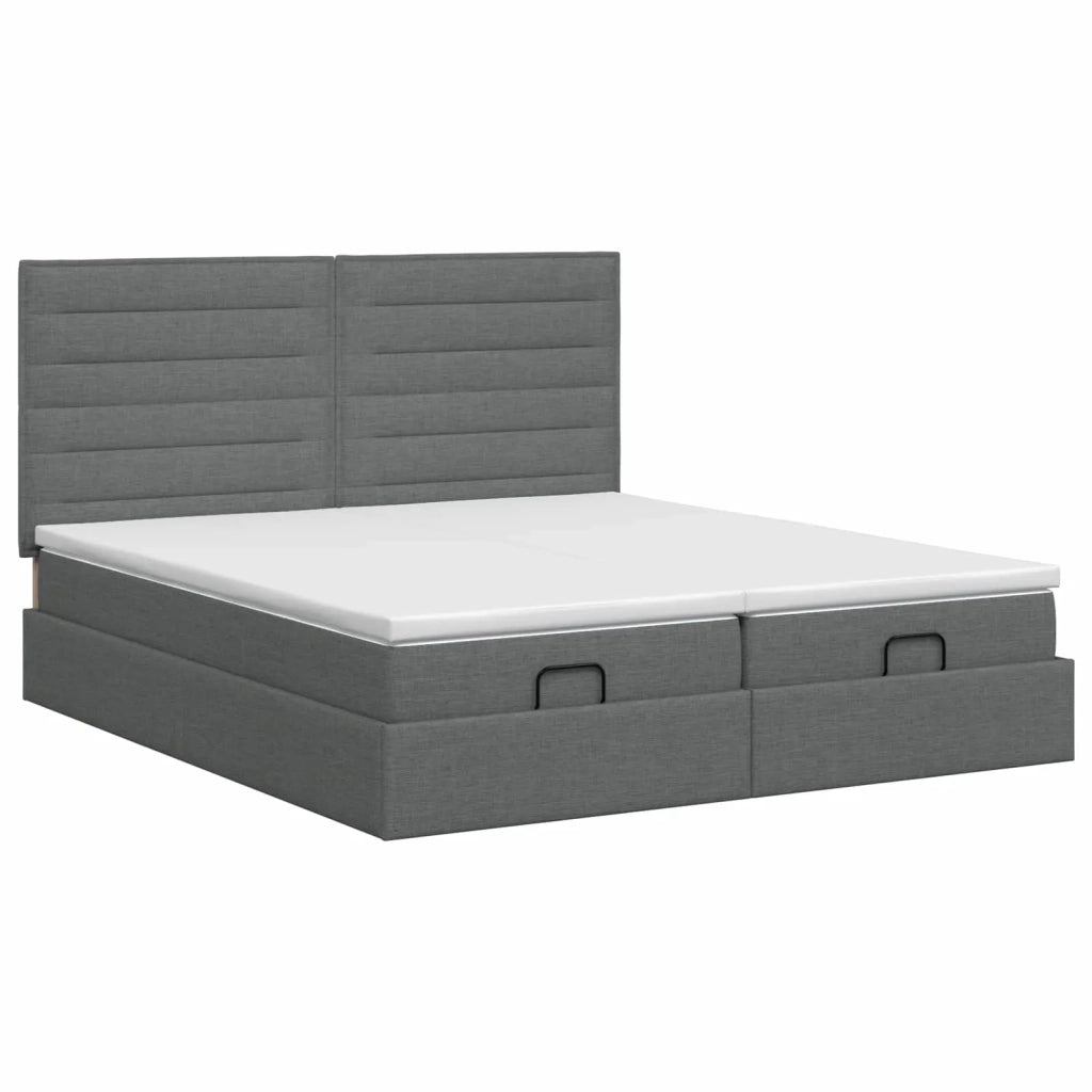 Letto ottomano con materasso 2 pcs Grigio Scuro Tessuto 3457842