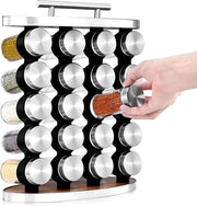 Kruidenrek 5 livelli, organizzatore di erbe per cucina, piano di lavoro, armadio, dispensa con 20 contenitori in vetro