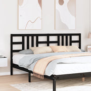 Testiera per Letto Nera 206x4x100 cm in Legno Massello di Pino 817864