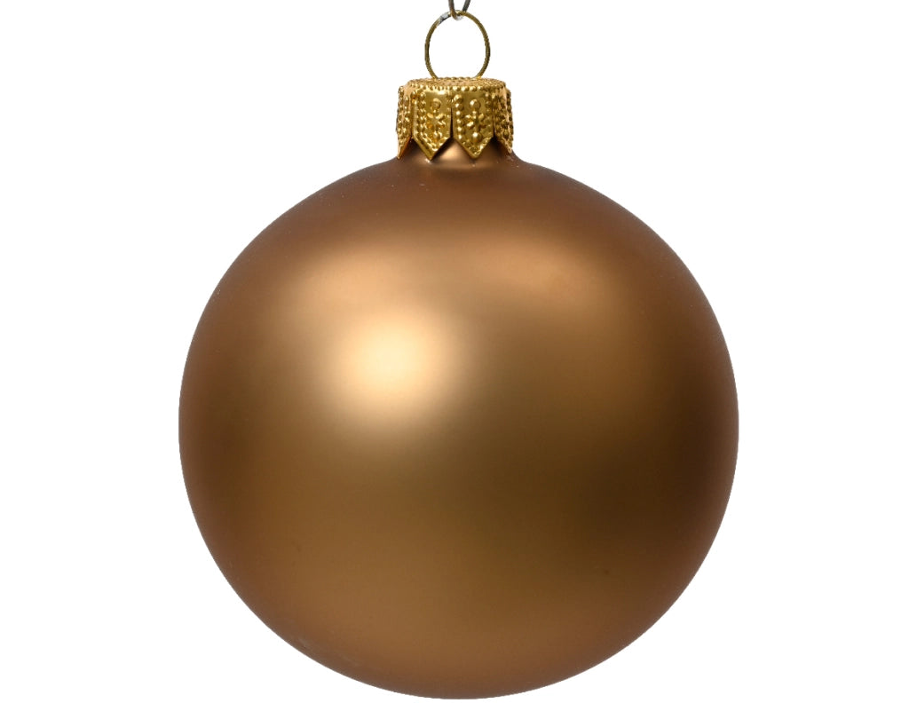 Box Da 4 Palline Di Natale In Vetro Opaco Colore Marrone Zenzero 10Cm