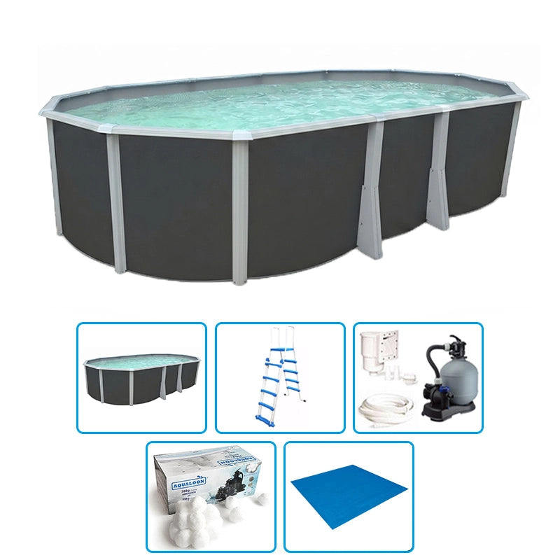 Piscina Fuori Terra Steeldesign Omega 640 - 6,40 X 3,66 X H.1,32 M - Kit Base