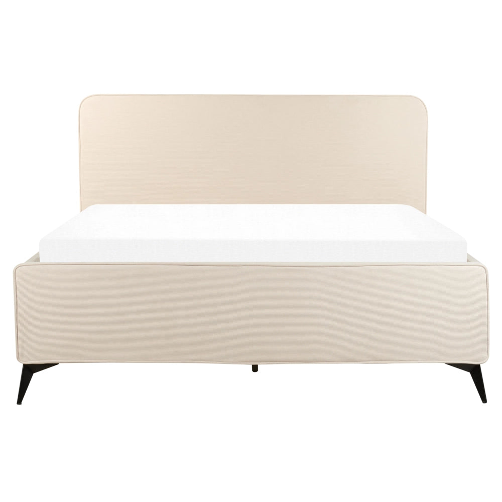 Letto Beige in velluto a coste Gambe in metallo nero 160 x 200 cm a doghe Camera da letto Classica Minimalista