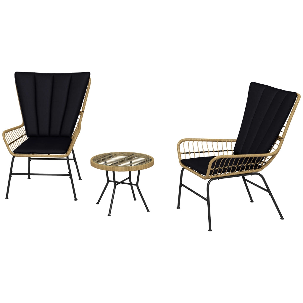 Set Bistrot per Balcone in Polipropilene ¨C zephmum ¨C 76x66x96 cm, Nero