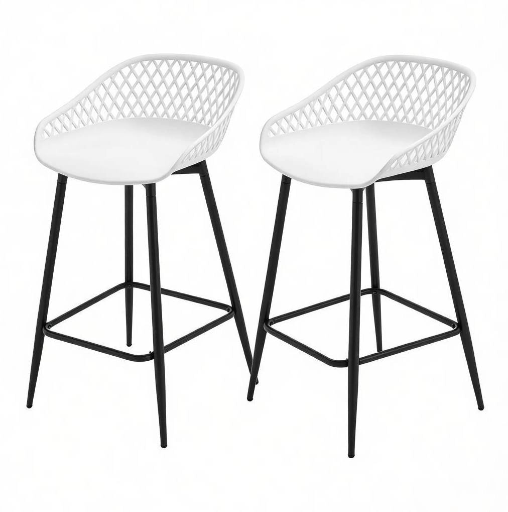 SGABELLO da bar 47x84x48,5 cm bianco in PP e metallo Set da 2 pezzi