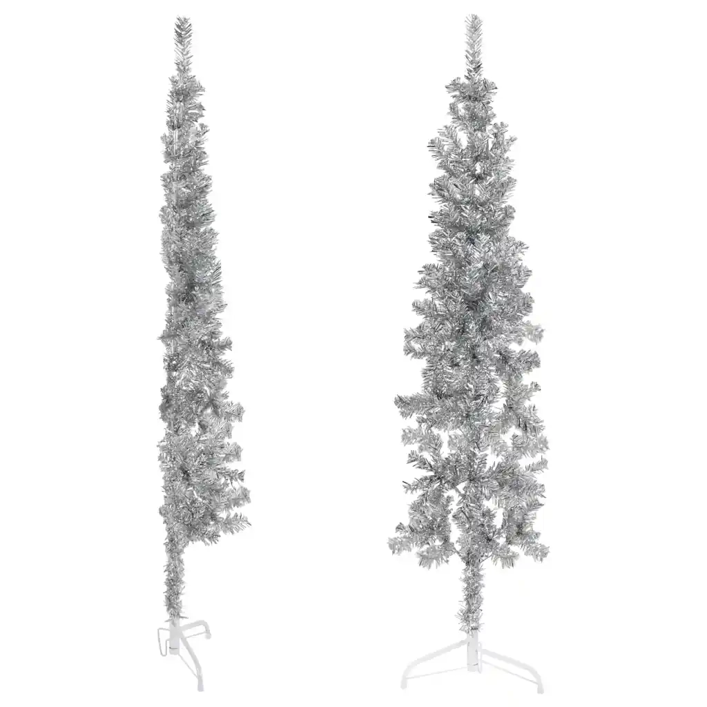 Albero Natale Artificiale Sottile a MetÃ  Supporto Argento 180cm cod mxl 20374