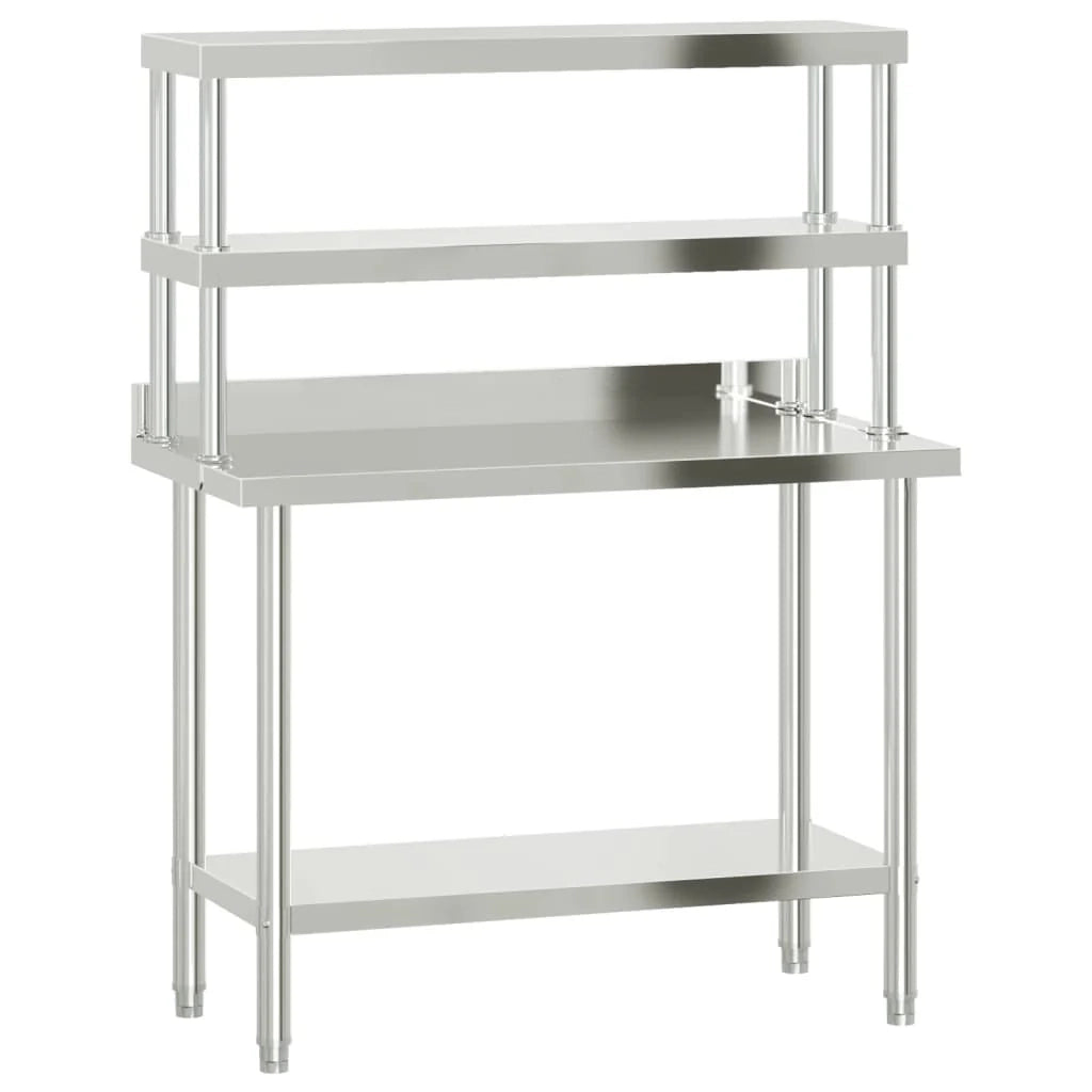 Tavolo da lavoro professionale da cucina con ripiano 110 x 55 x 150 cm acciaio inox 02_0045422