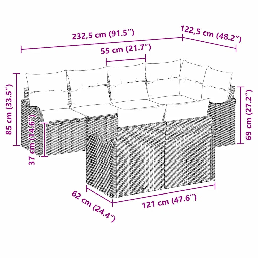 Set Divano da Giardino Nero polyrattan 3345737