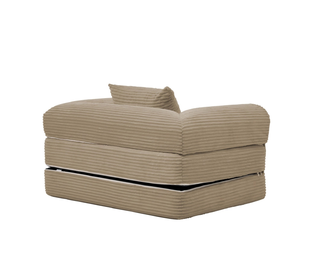 Poltrona letto singola 2 in 1 in velluto a coste marrone