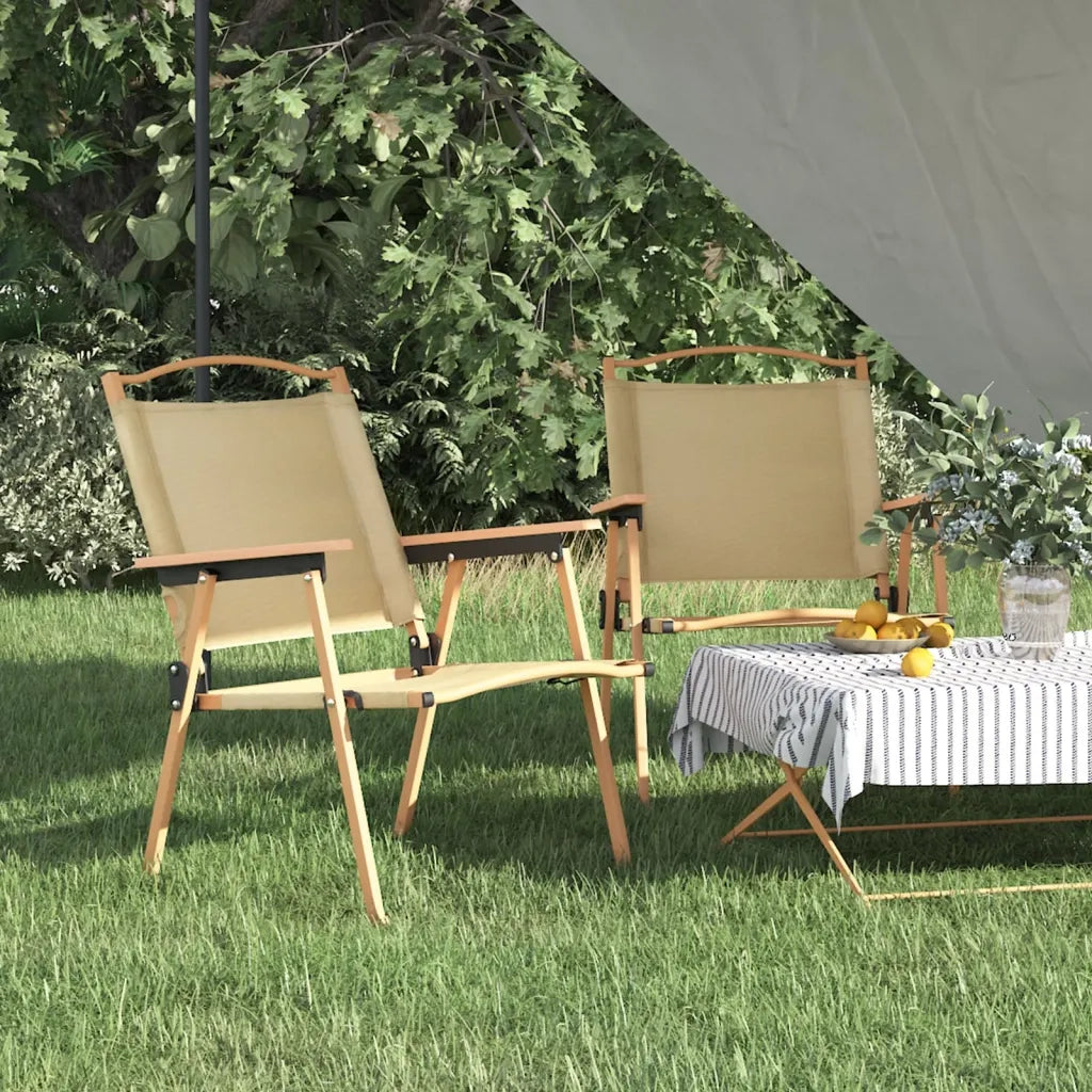 Sedie da Campeggio 2 pz | Sedie da Esterno Beige 54x55x78 cm Tessuto Oxford
