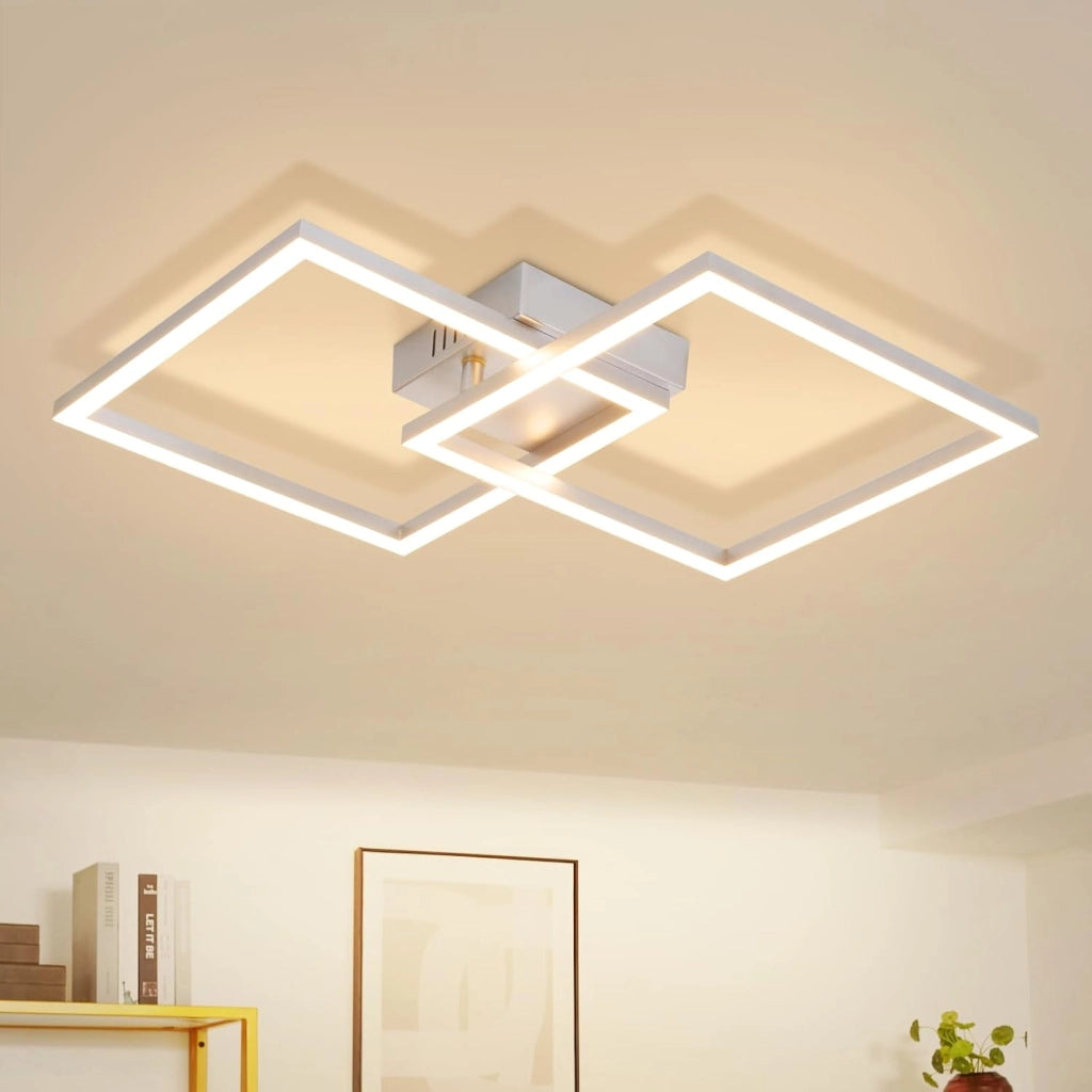 ZMH Plafoniera LED argento 24W 3000K moderna plafoniera quadrata per soggiorno camera da letto corridoio o ufficio
