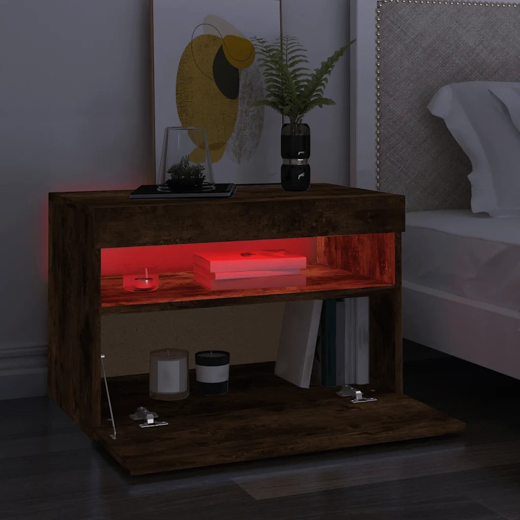 Mobile Porta TV con Luci LED-Mobile per TV-Credenza TV Rovere Fumo 60x35x40 cm