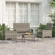 Set Divani da Giardino 4 pz con Cuscini in Polyrattan Grigiocod mxl 71426
