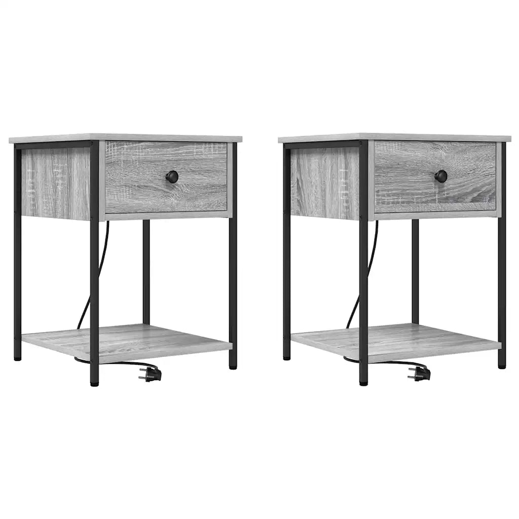 Set di 2 Comodini | Armadio da Notte | Mobiletto da notte Grigio Sonoma 42 x 41 x 56 cm