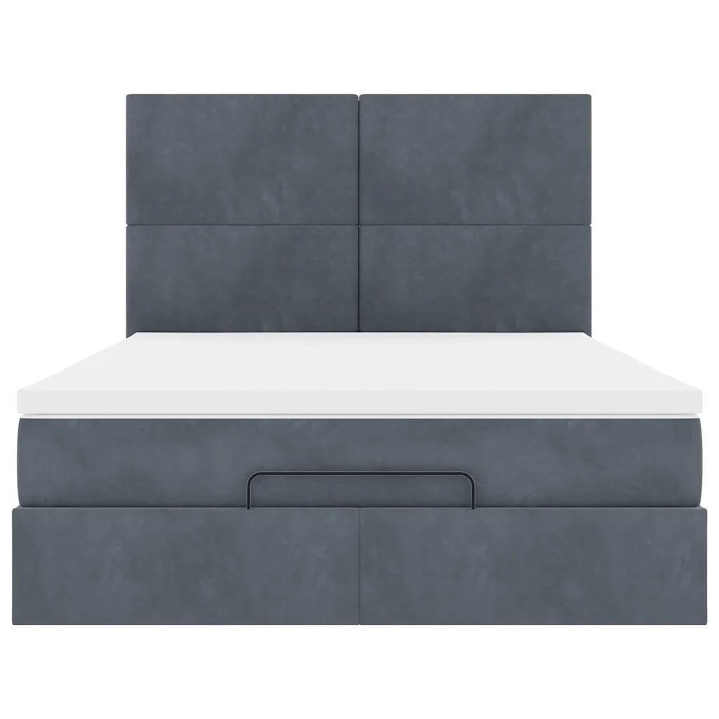 Struttura Letto Pouf con Materassi 140x200 cm in Velluto
