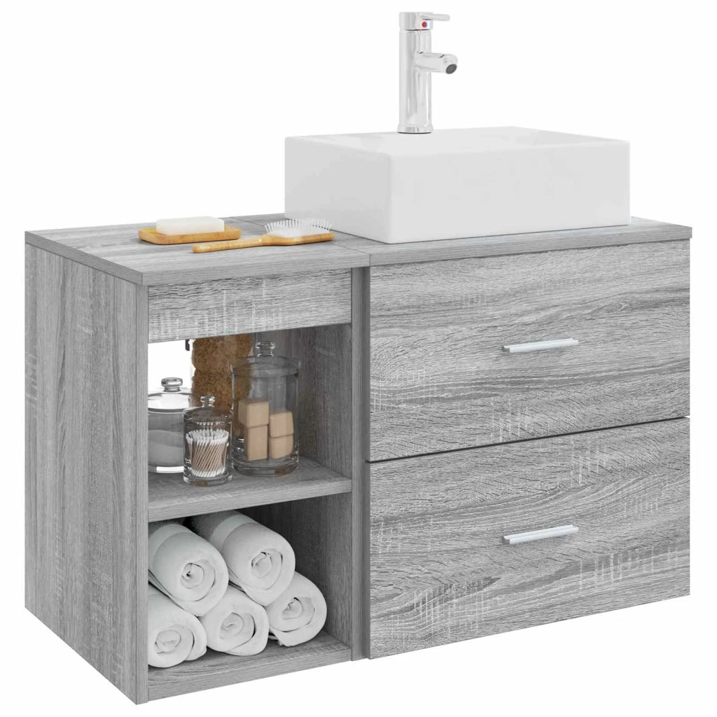 Set di mobili per il bagno 2 pz Sonoma grigio 3403893