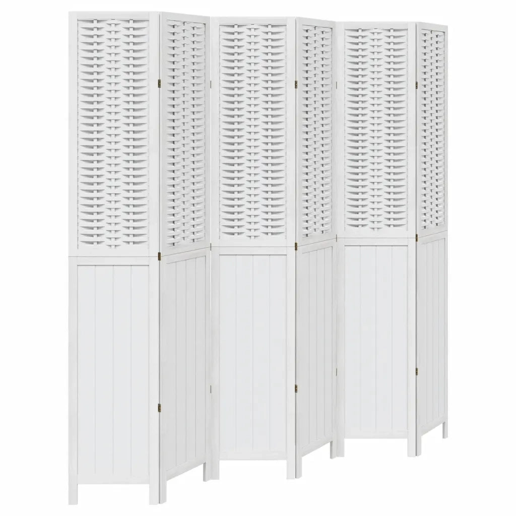 Divisorio Ambienti 6Pannelli Bianco Legno Massello di Paulownia 358732