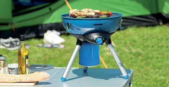 Campingaz 2000030685 Party Grill 400 CV Barbecue e Fornello Portatile 2000W accensione Piezo griglia piastra reversibile colore Nero Blu