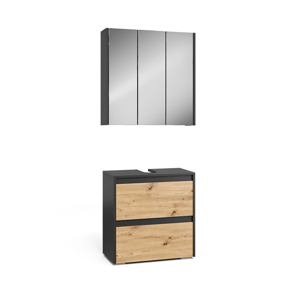Vicco Set di mobili da bagno Antracite/Artisan 2 parti