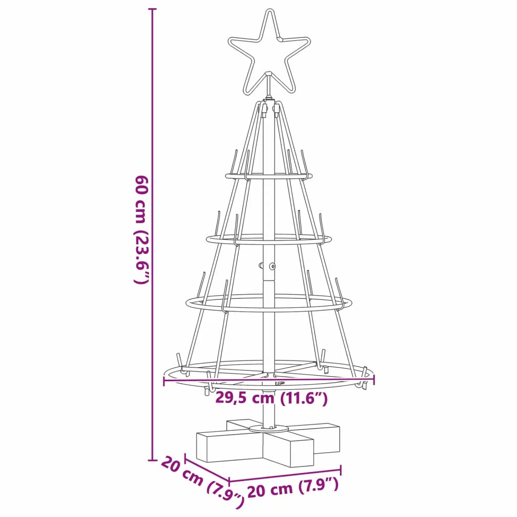 Albero a Cono di Natale con supporto Nero 60 cm Acciaio 42019157