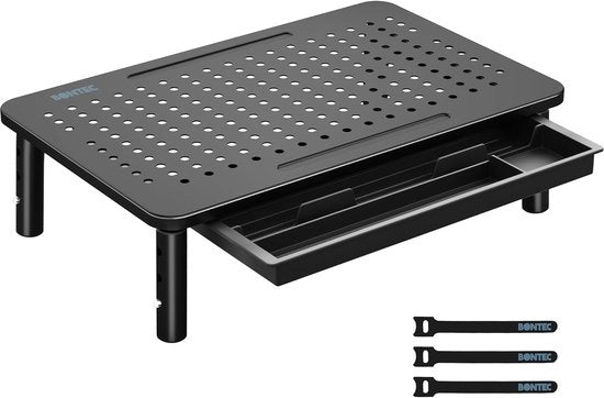 Monitor Stand Verticale Adattabile con Alimentazione - Elevatore di Monitor per PC Laptop Computer - fino a 20kg