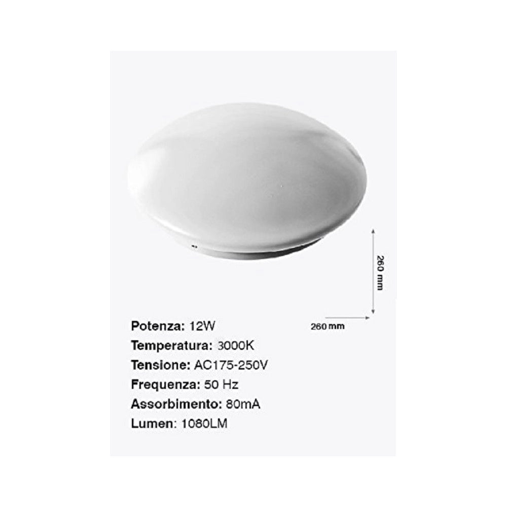Trade Shop - Plafoniera Da Soffitto Faretto Led 12w Tondo Pannello Luce 1080lm 26cm Design Moderno -