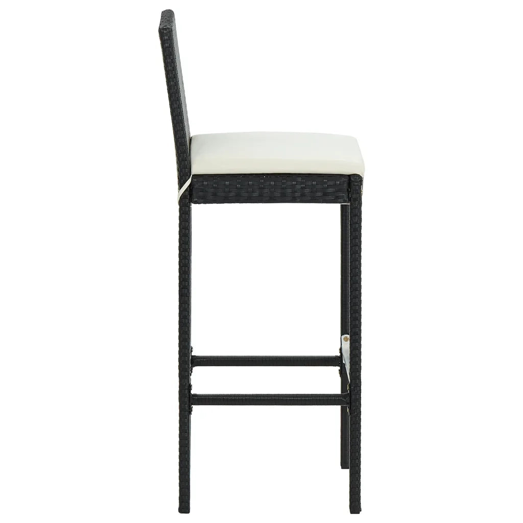 Set Bar da Giardino 3 pz con Cuscini Polyrattan Nero 3064764