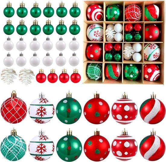 Set di Palline di Natale - 42 pezzi - Decorazione di Natale appesa - Rosso e Verde - Palline di Natale shatterproof - Decorazione di Albero di Natale