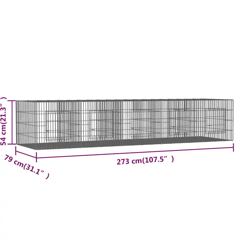 Conigliera con 5 Pannelli 273x79x54 cm Ferro Zincato cod mxl 44502
