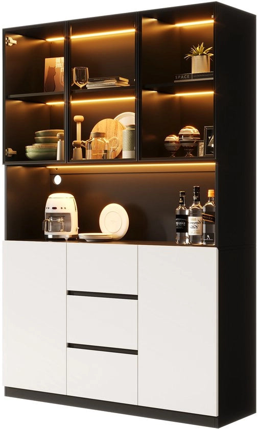 Cassettiera - Vetro Resistente - Porte Aperte - Tre Comparti - Due Porte