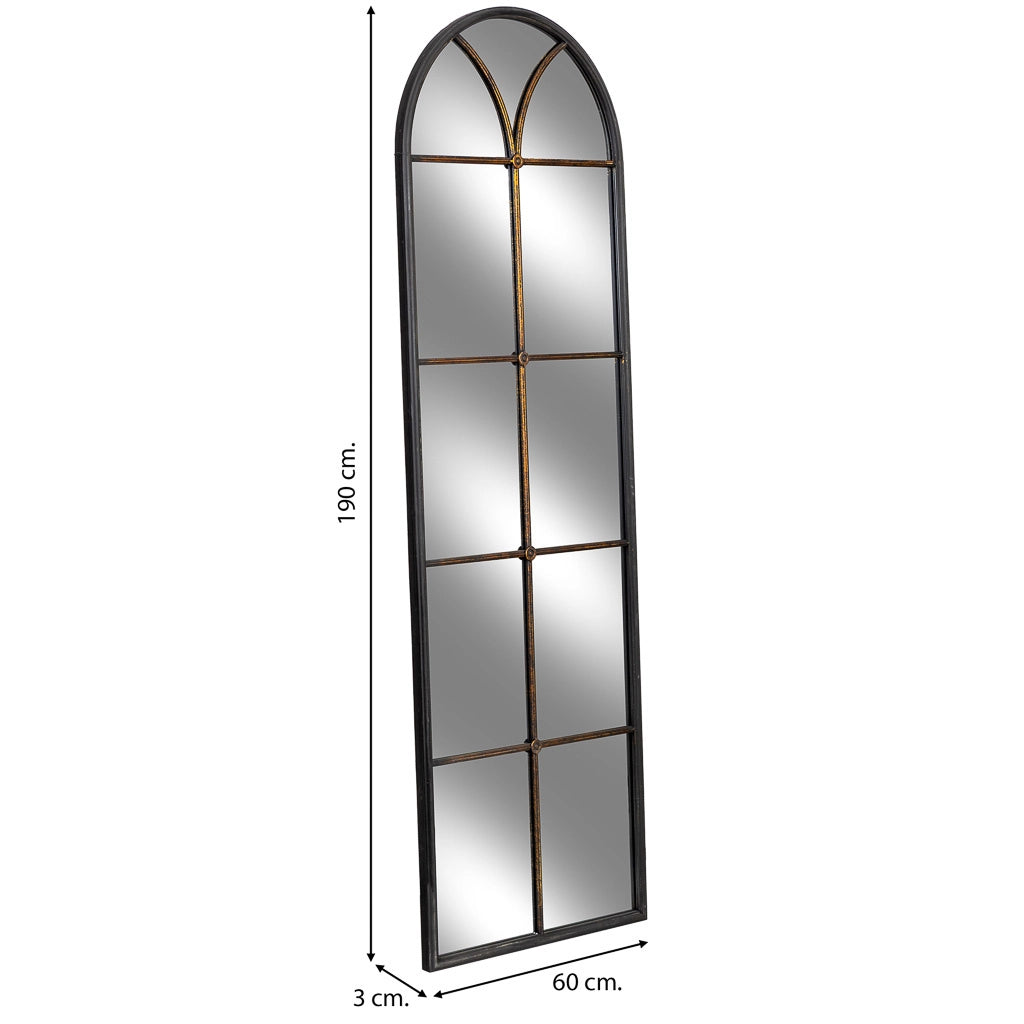 Specchio da parete in legno e ferro nero 60x3x190h cm