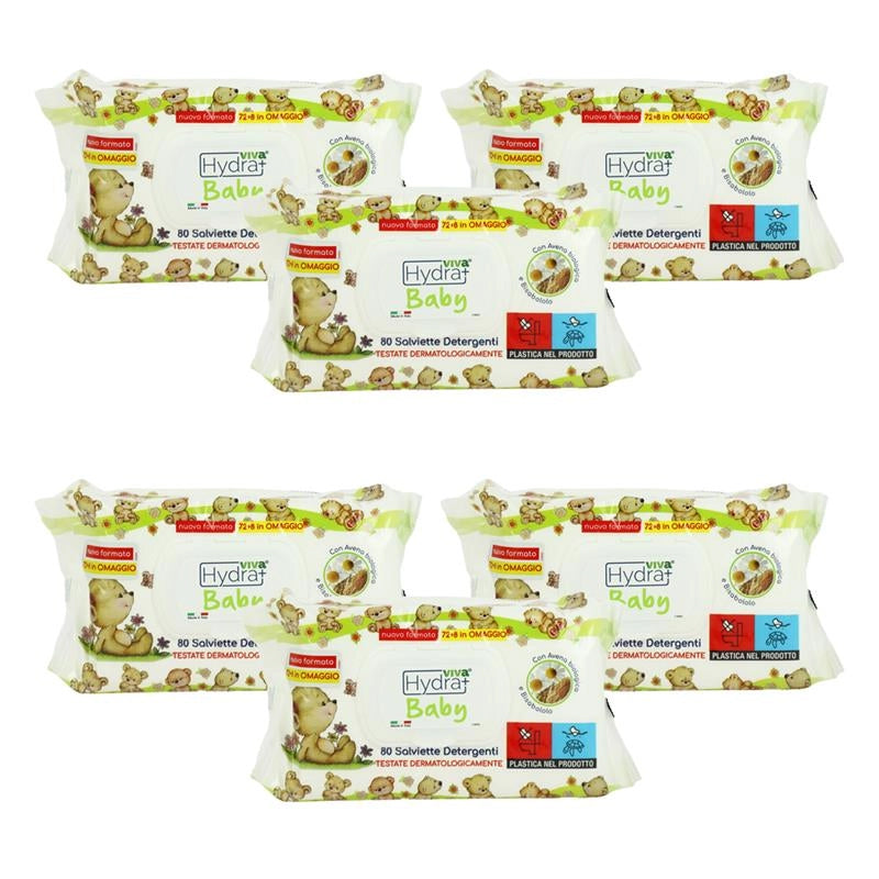HYDRA VIVA + SALVIETTE DETERGENTI BABY CON AVENA BIOLOGICA E BISABOLOLO 6 CONFEZIONI DA 80 PZ