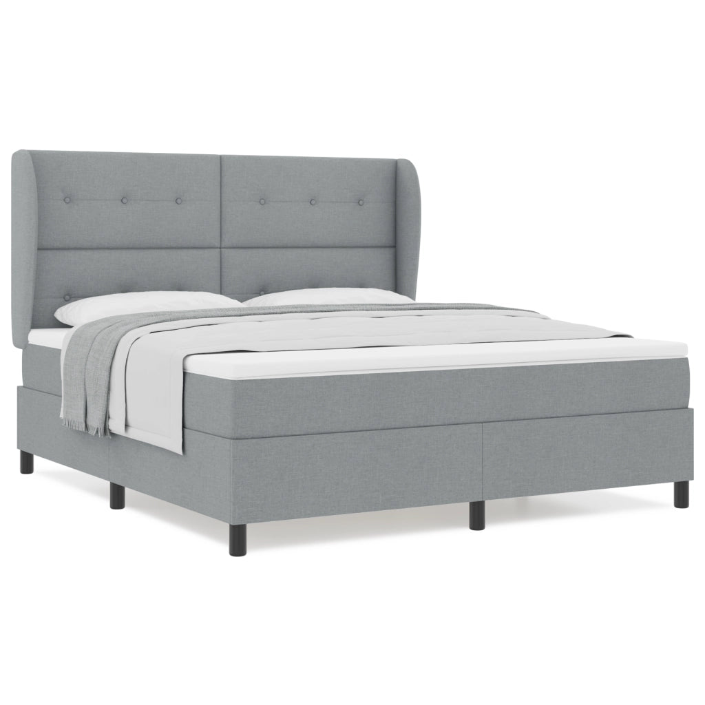 Letto Box Spring con Materasso in Grigio Chiaro, 180x200 cm, Tessuto