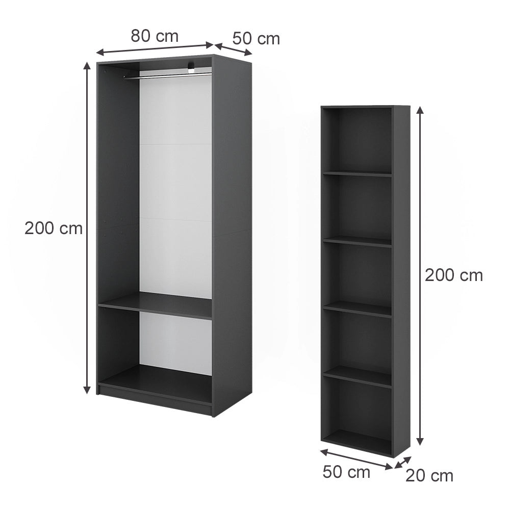 Armadio Elmo Antracite 80 x 200 cm Set di 2 Vicco