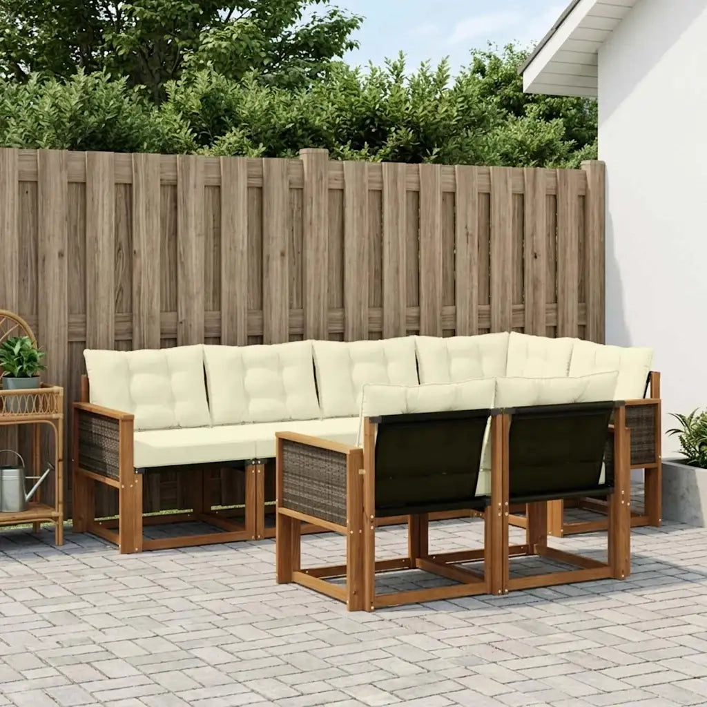 Set di divani da esterno con cuscino 7 pcs Naturale e Crema 3382010