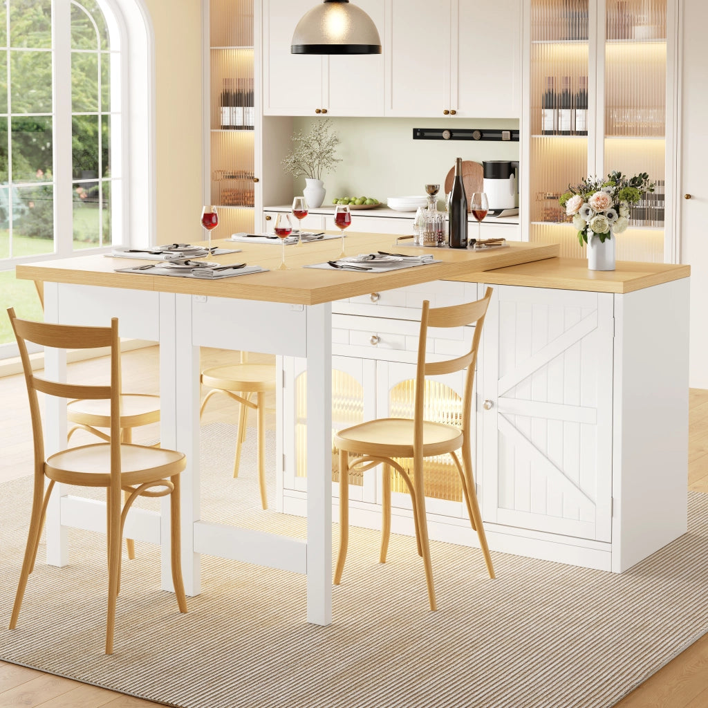 TAVOLO ISOLA CUCINA ESTENSIBILE 120-194 cm Bianco MDF Metallo