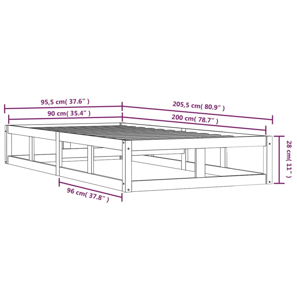 Giroletto 90x200 cm in Legno Massello 820781