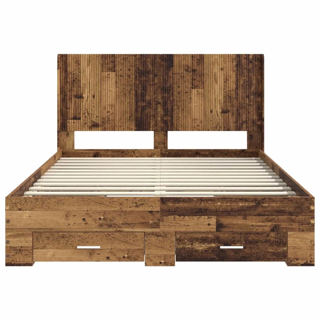 Struttura del letto con stoccaggio e testata Legno antico 3414139